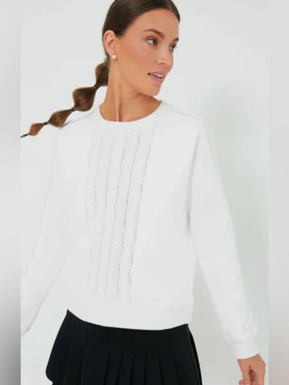 Tuckernuck Sport White Cable Knit Reid Sweatshirt Size XL